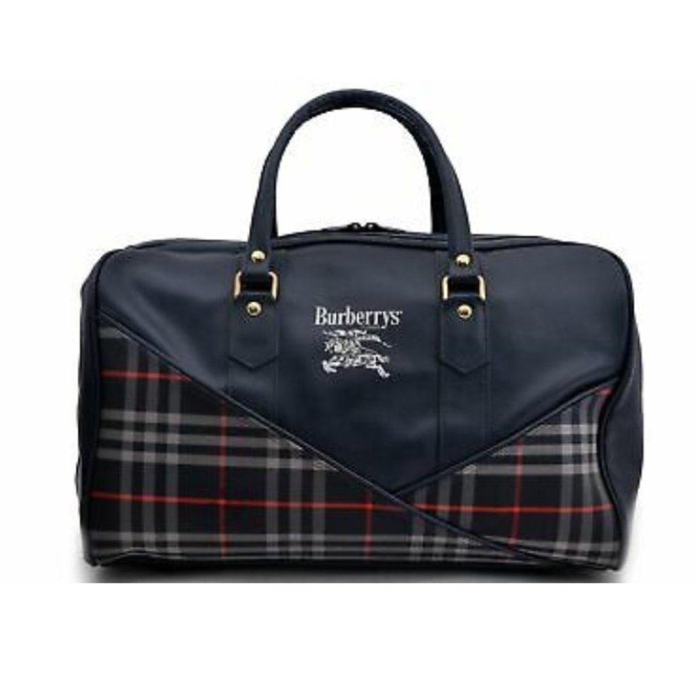 Auth Burberry  Boston Travel Bag Navy Blue